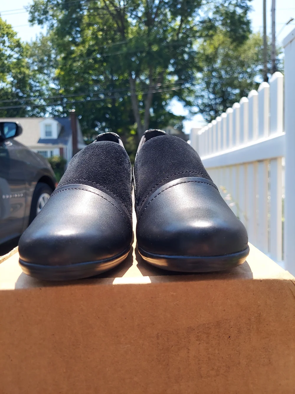 Clarks Emily Step Black Leather Low Block Pump Heels Women Size 6 NWT Comfort - Picture 4 of 10